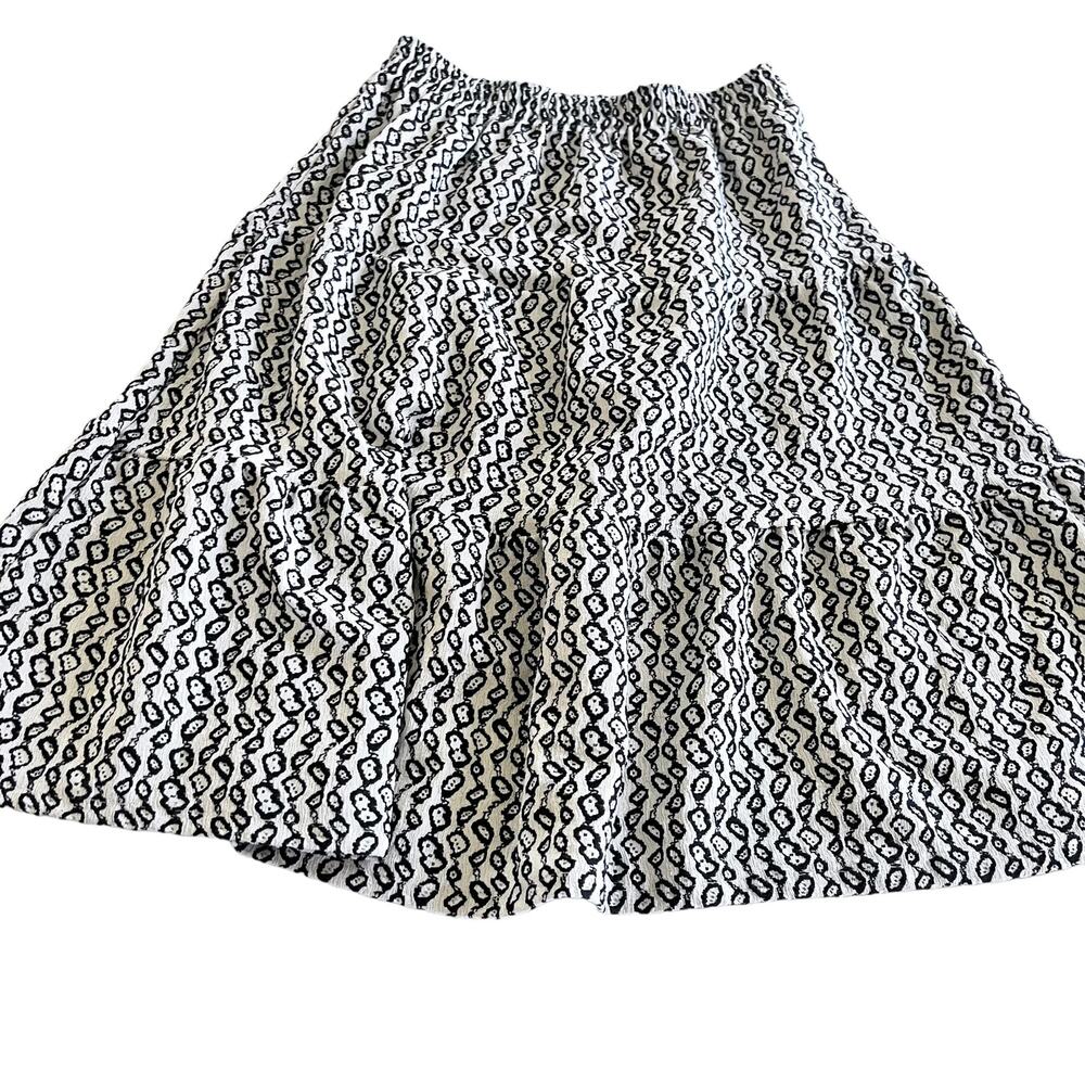 Zara girls ecru black crepe tiered pointelle skirt size 6-7